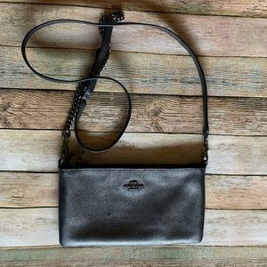 Coach dark silver cross body purse